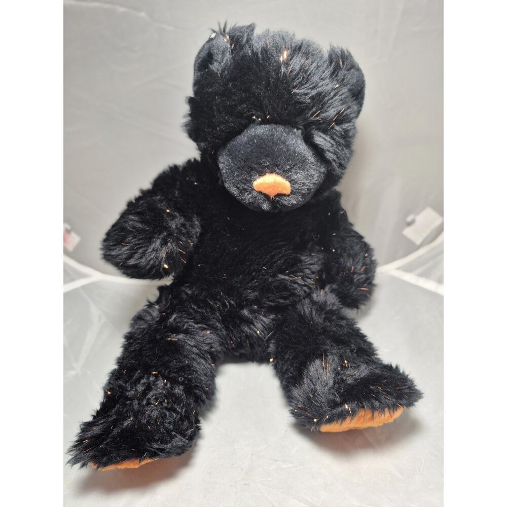 💥 Vintage Build A Bear Black Orange Teddy 10” Halloween Glitter Tinsel 1997